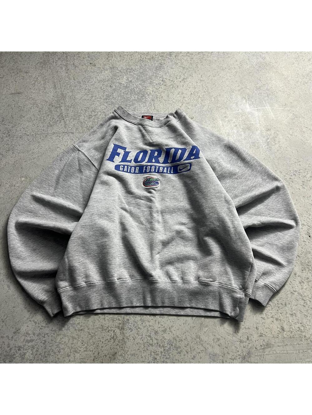 90s Vtg Nike Team Florida Gators Football Sweatshirt Sz. M Grey College UF